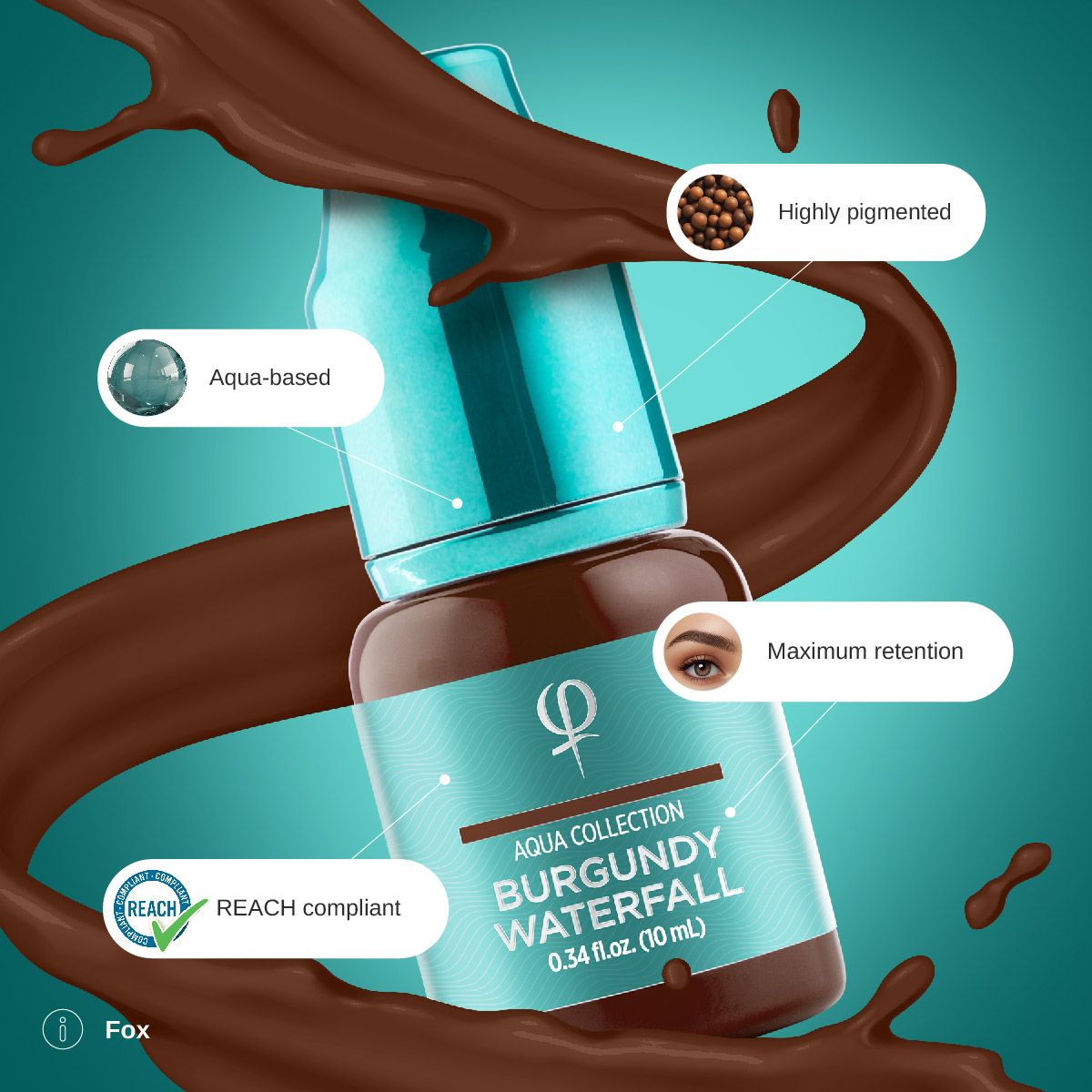 Phibrows Burgundy Waterfall PMU Pigment 10ml