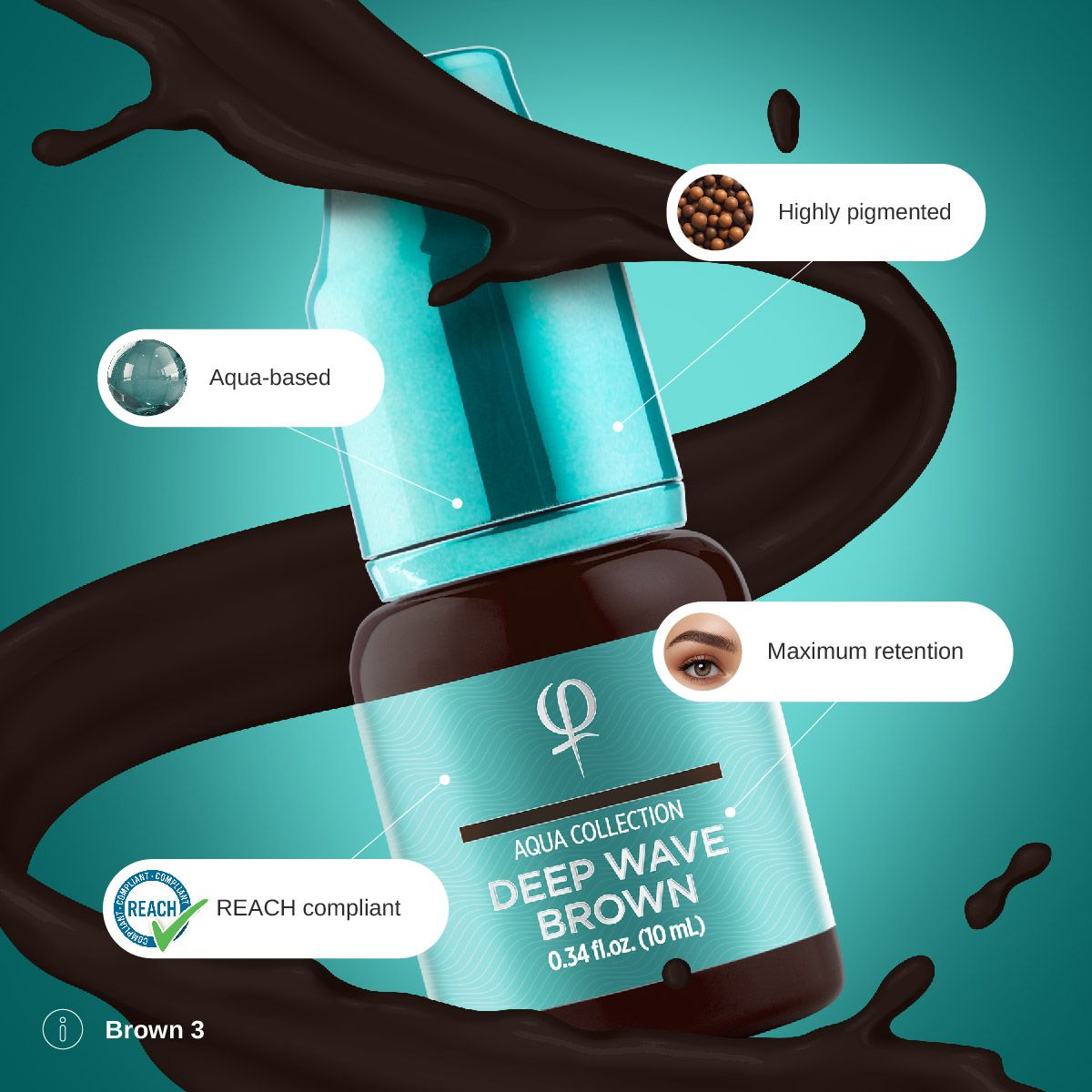 Phibrows Deep Wave Brown PMU Pigment 10ml