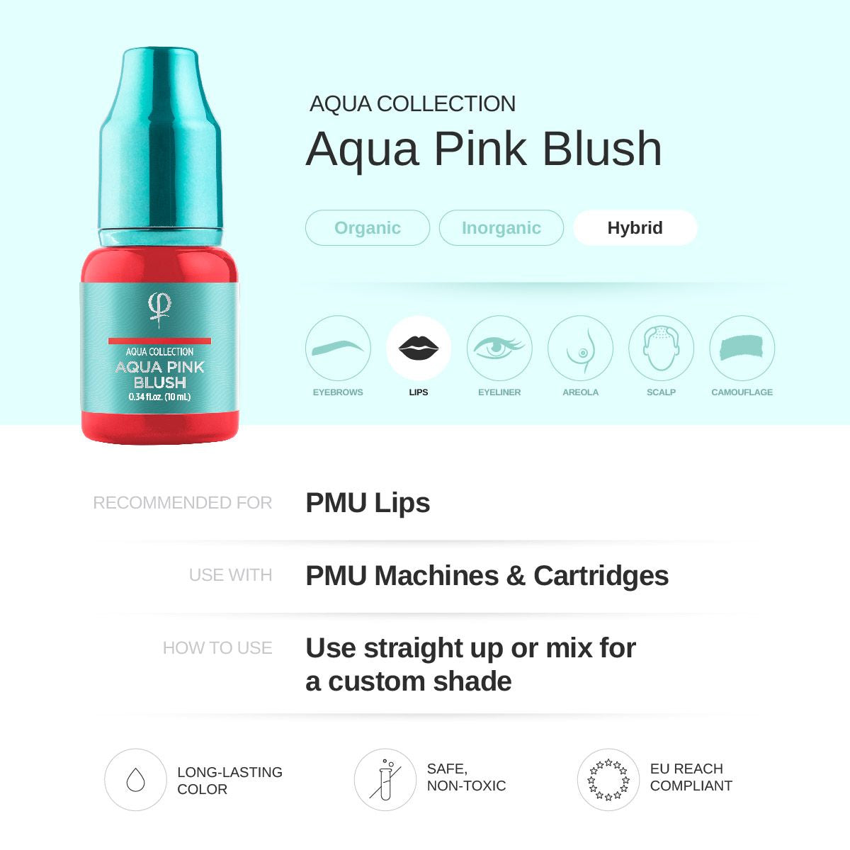 Phibrows Aqua Pink Blush PMU pigment 10ml