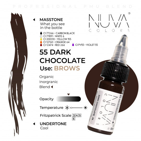 NUVA COLORS - 55 DARK CHOCOLATE - 15ML (REACH COMPLIANT)