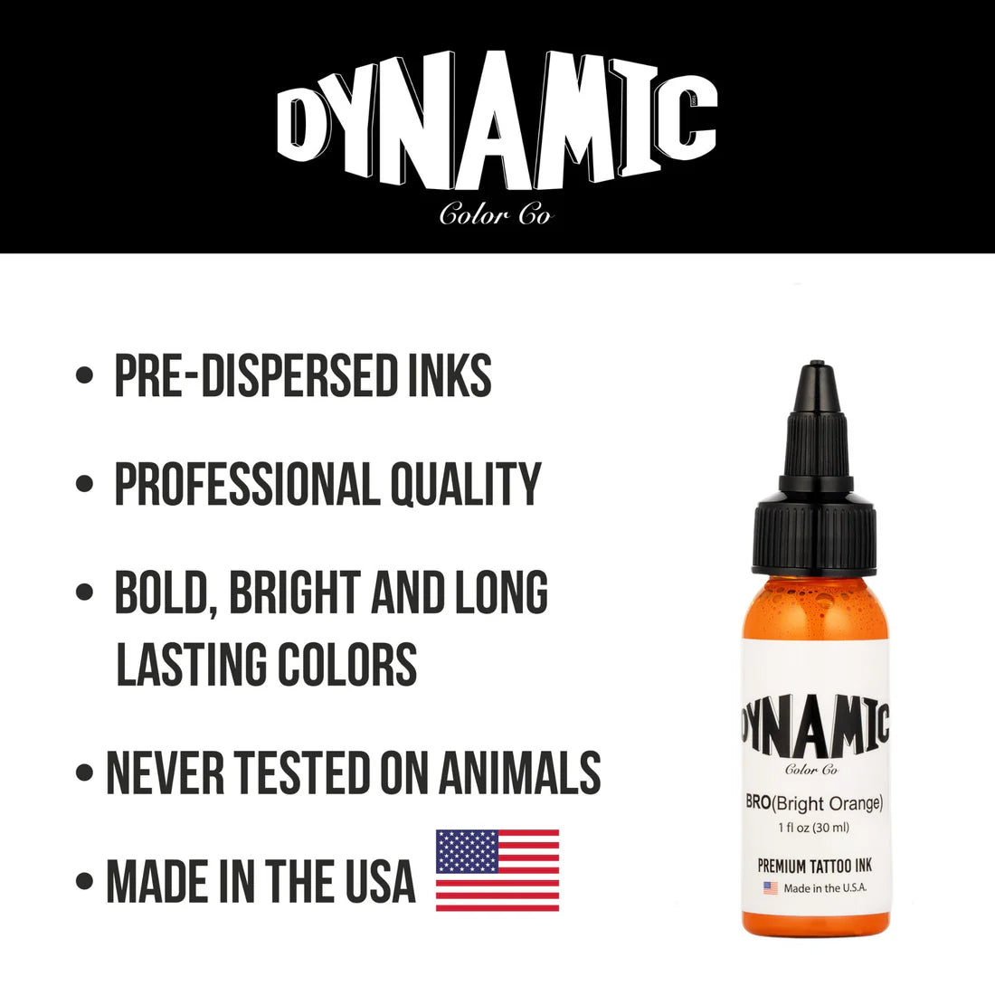 Dynamic Bright Orange Tattoo Ink - 1 oz. Bottle