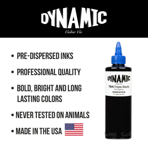 Dynamic Triple Black Tattoo Ink - 8 oz. Bottle