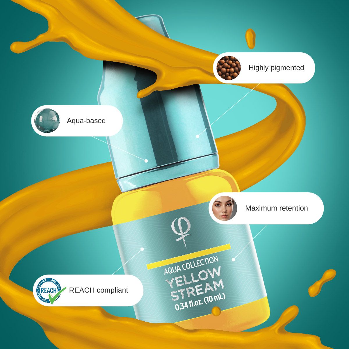 Phibrows Yellow Stream PMU pigment 10ml - Correction color