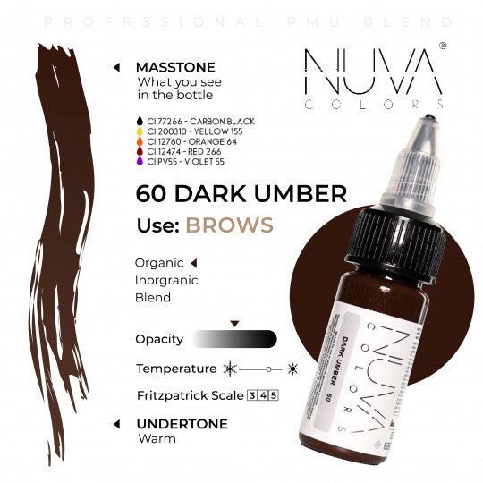 NUVA COLORS - 60 DARK UMBER - 15ML (REACH COMPLIANT)