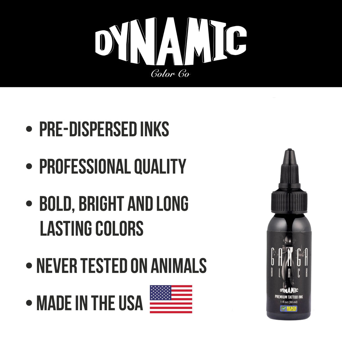 Dynamic Ganga Black Tattoo Ink 1oz
